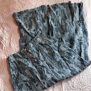 Blue Paisley Skirt with Buttons